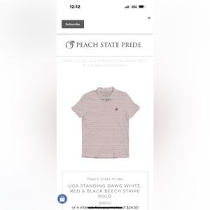 Peach State Pride UGA Polo  Size XL